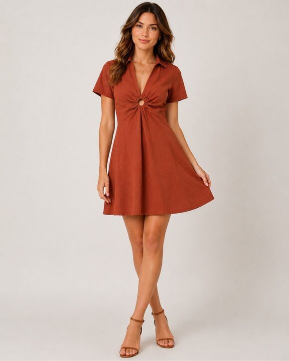 Abercrombie & Fitch Dresses & Skirts - Abercrombie & Fitch Rust Brown O-Ring Cutout Mini Dress Womens Small